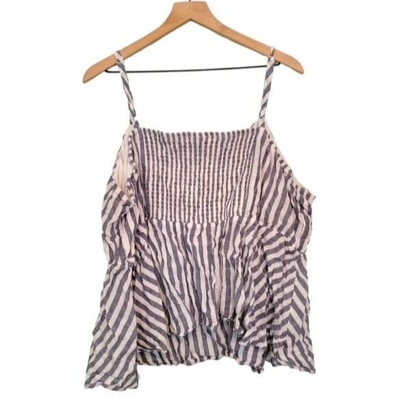 Torrid Blue & White Stripe Tie Front Tank Top Size 5X - Picture 2 of 5